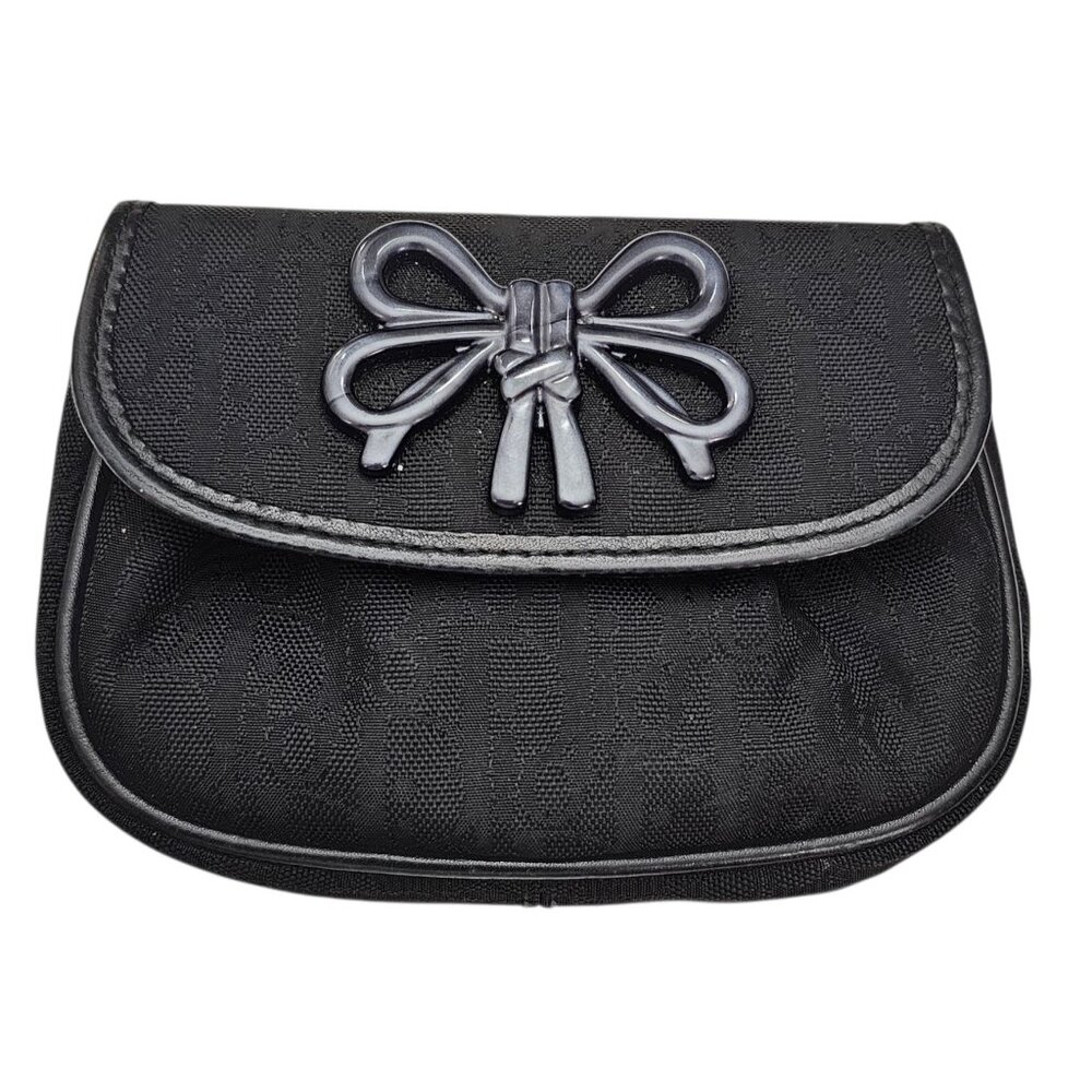 Christian Dior Small Black Signature Fabric, Leather Clutch
